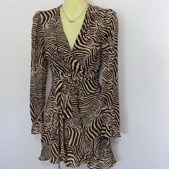 REFORMATION ZEBRA PRINT WRAP DRESS NWOT SZ SM 4-6 - Picture 5 of 8